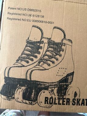 Vintage-Style Roller Skate Graphic Box Art - Black on Kraft